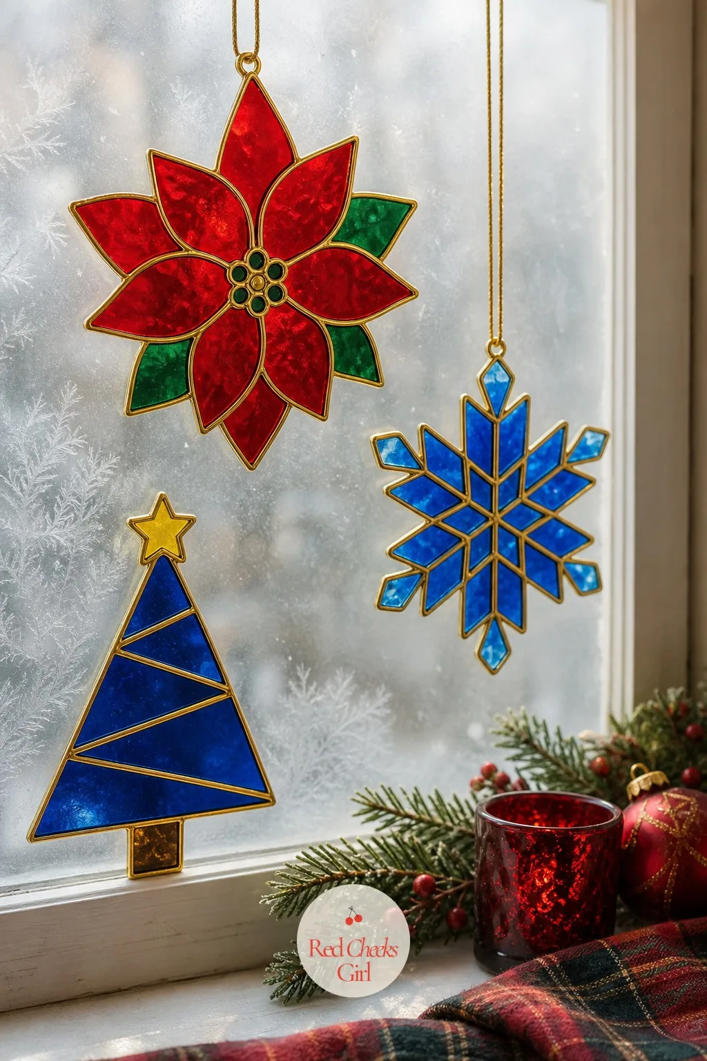 Faux Stained Glass Window Clings — The plastic suncatcher kit from the drugstore always looks like a toy once it is on the window. Christmas crafts for teens