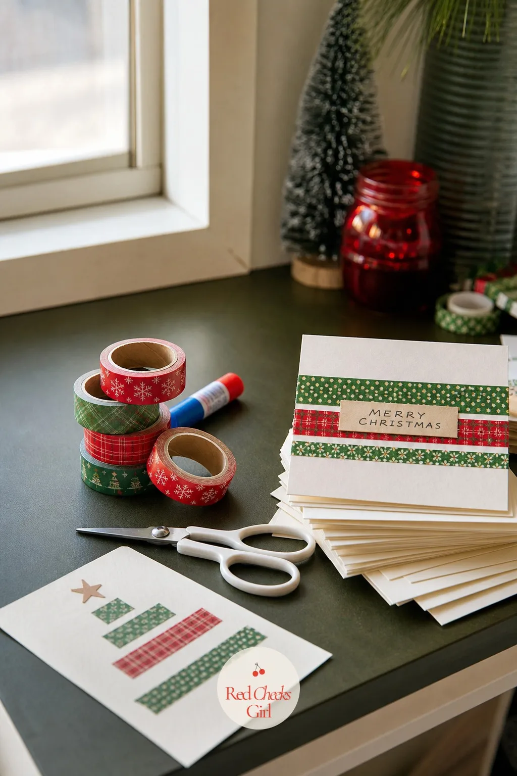 Washi Tape Card-Making Corner — A card table usually turns into a pile of half-finished cards nobody signs. Christmas crafts for teens