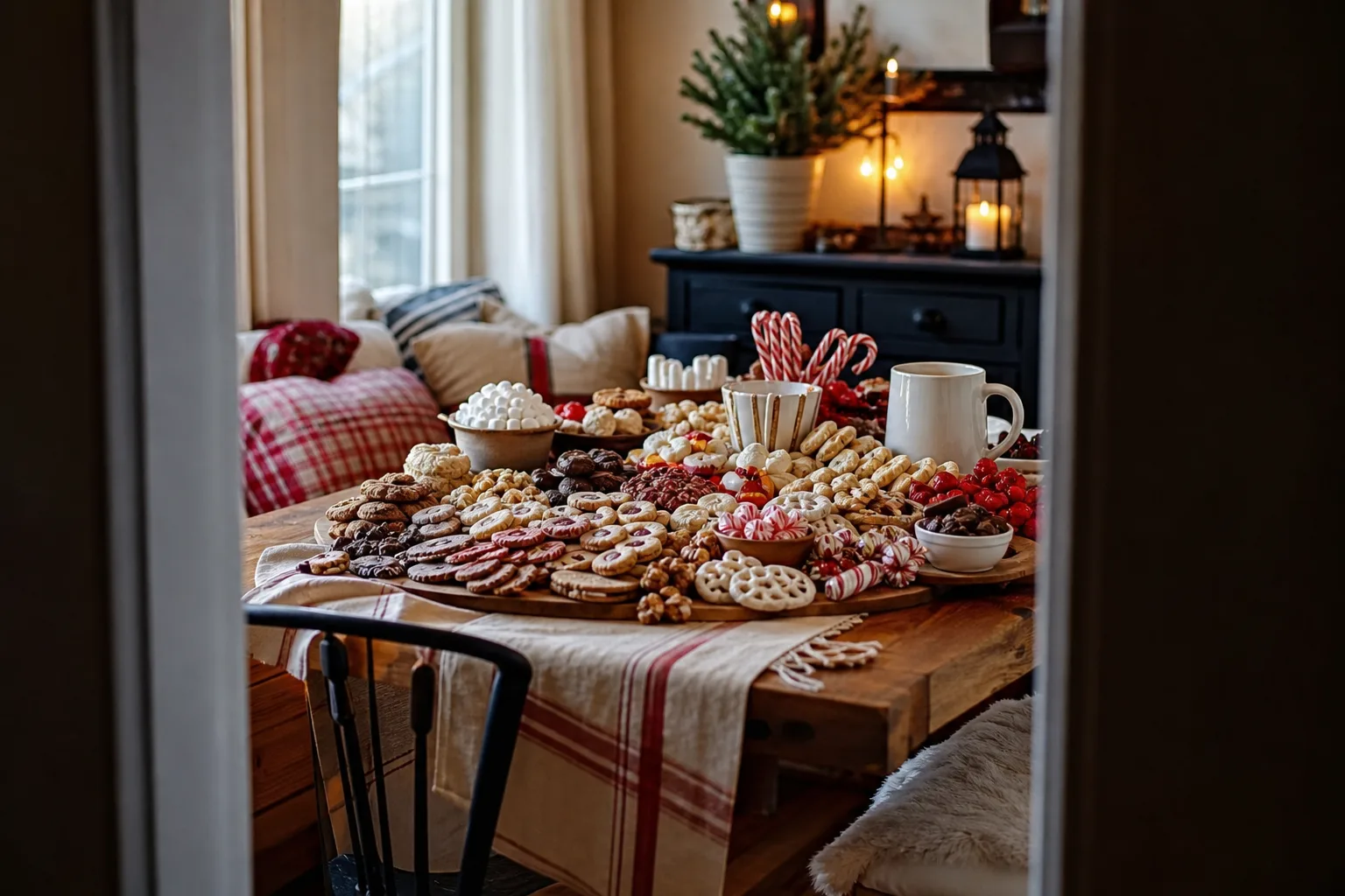 18 Christmas Dessert Charcuterie Boards Piled With Cookies, Candy and Hot Cocoa Fixings
