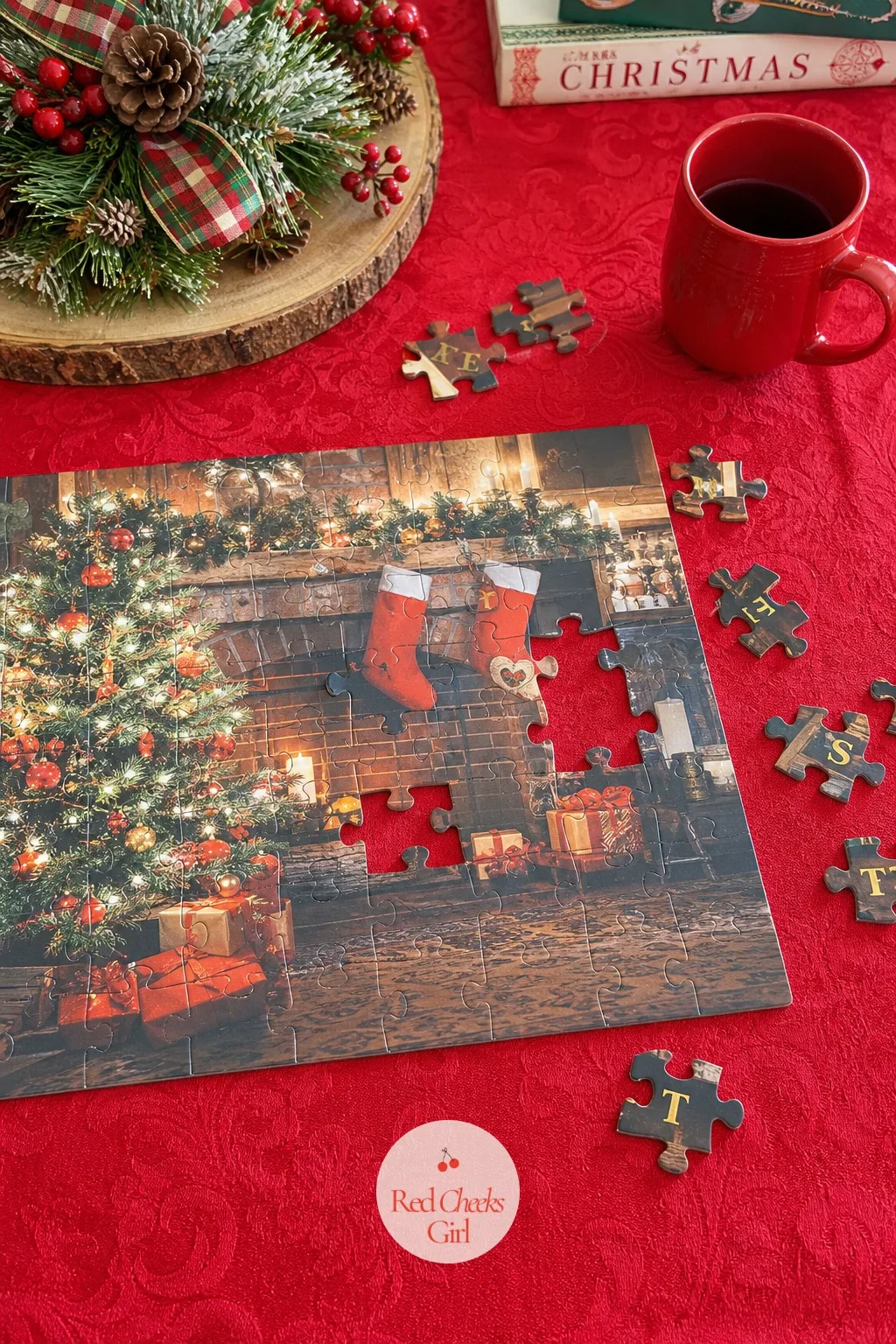 Photo Puzzle Cut on a Straight Grid — Take a favourite family Christmas photo, print it large, and cut it into a simple straight grid of nine or twelve pieces.