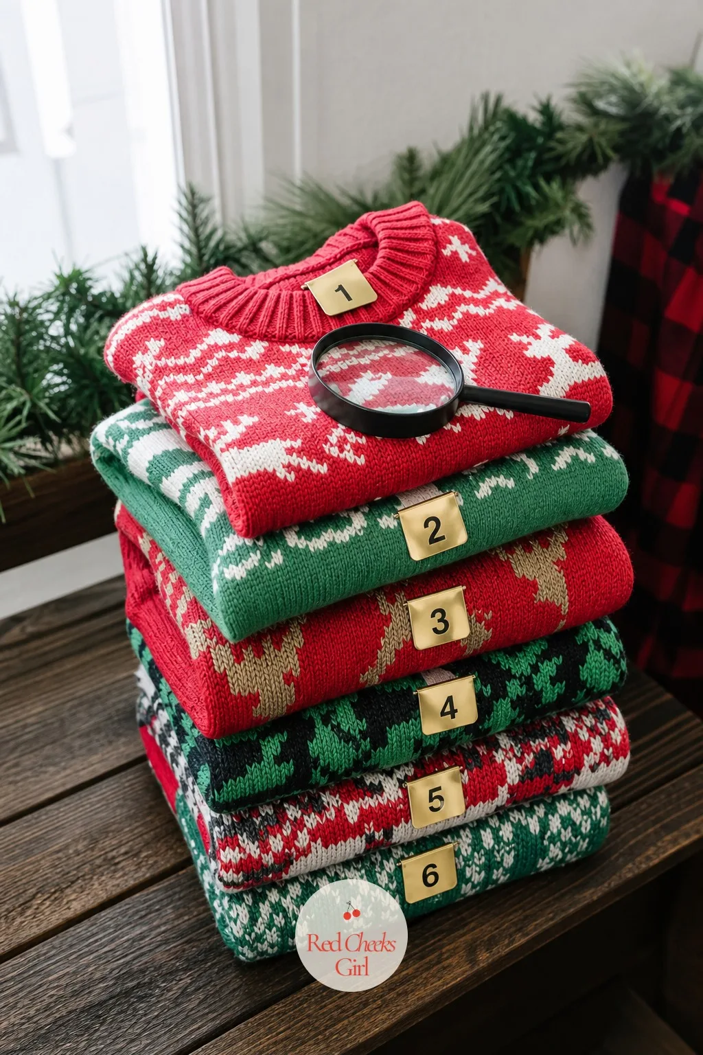 Ugly Sweater Detective Case — Somebody has mixed up the ugly sweaters in the laundry pile and the only way to find the right one is to read the clues sewn or