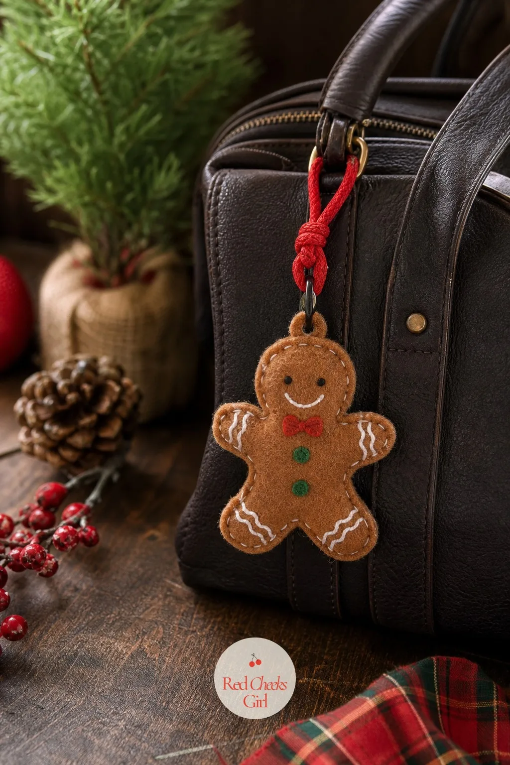 Felt Gingerbread Man Zipper Charm — A gift tag gets thrown away with the paper. Christmas felt crafts