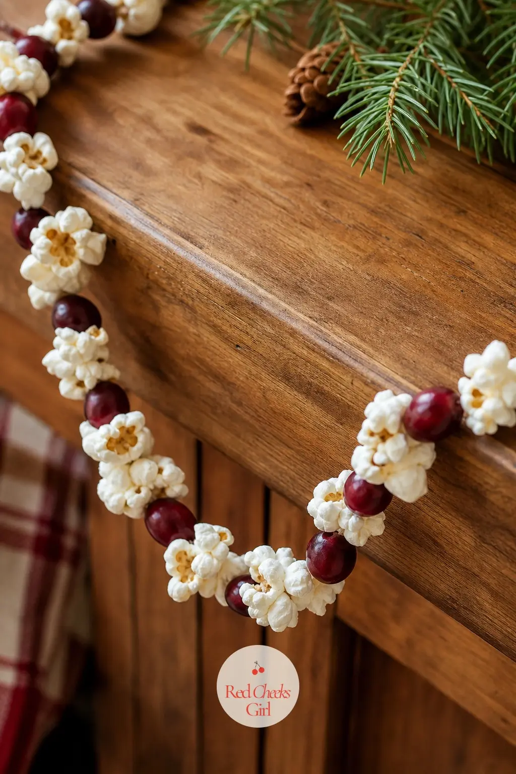 Popcorn And Cranberry Strands — Strands of popcorn and cranberries threaded along a kitchen island edge is the single most old fashioned entry on this list
