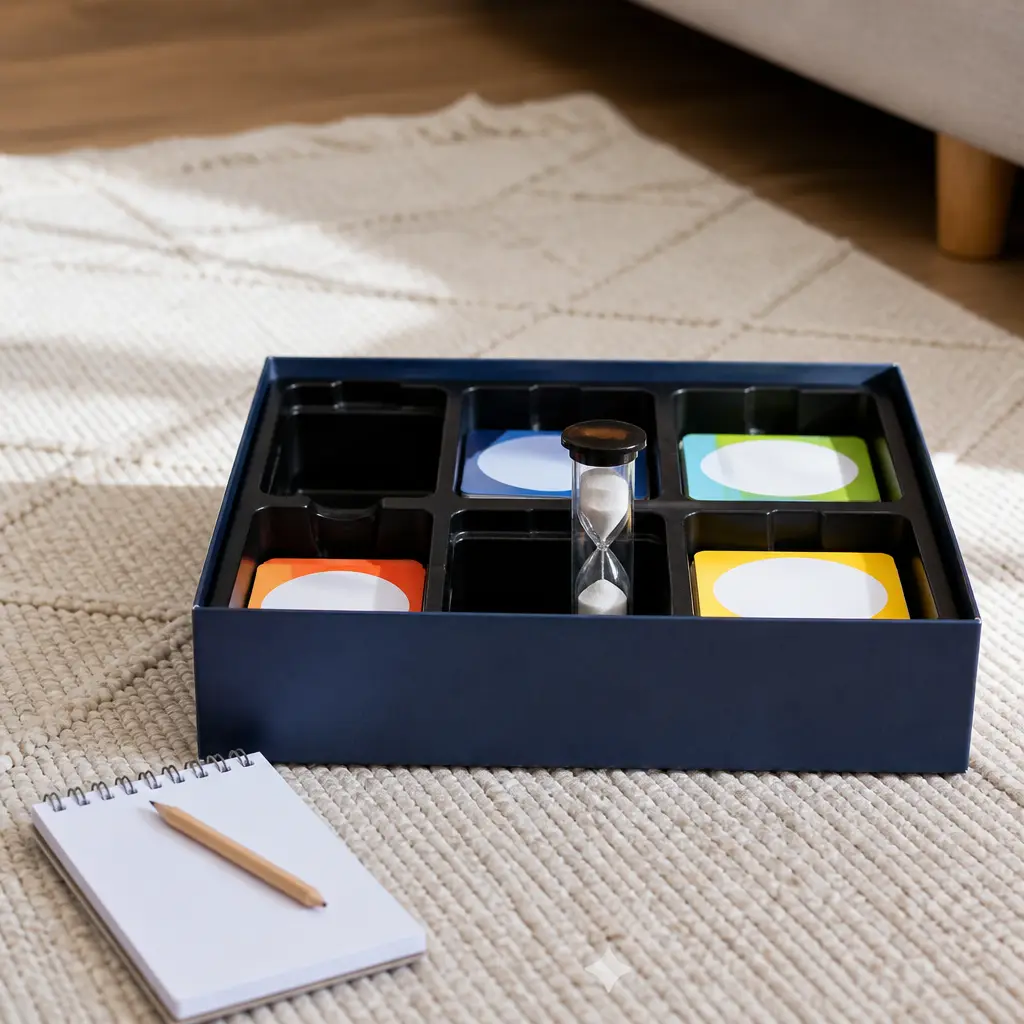 Family Charades Set — Charades needs no board, no batteries, and almost no explanation, which makes it the fallback that actually gets played when energy for