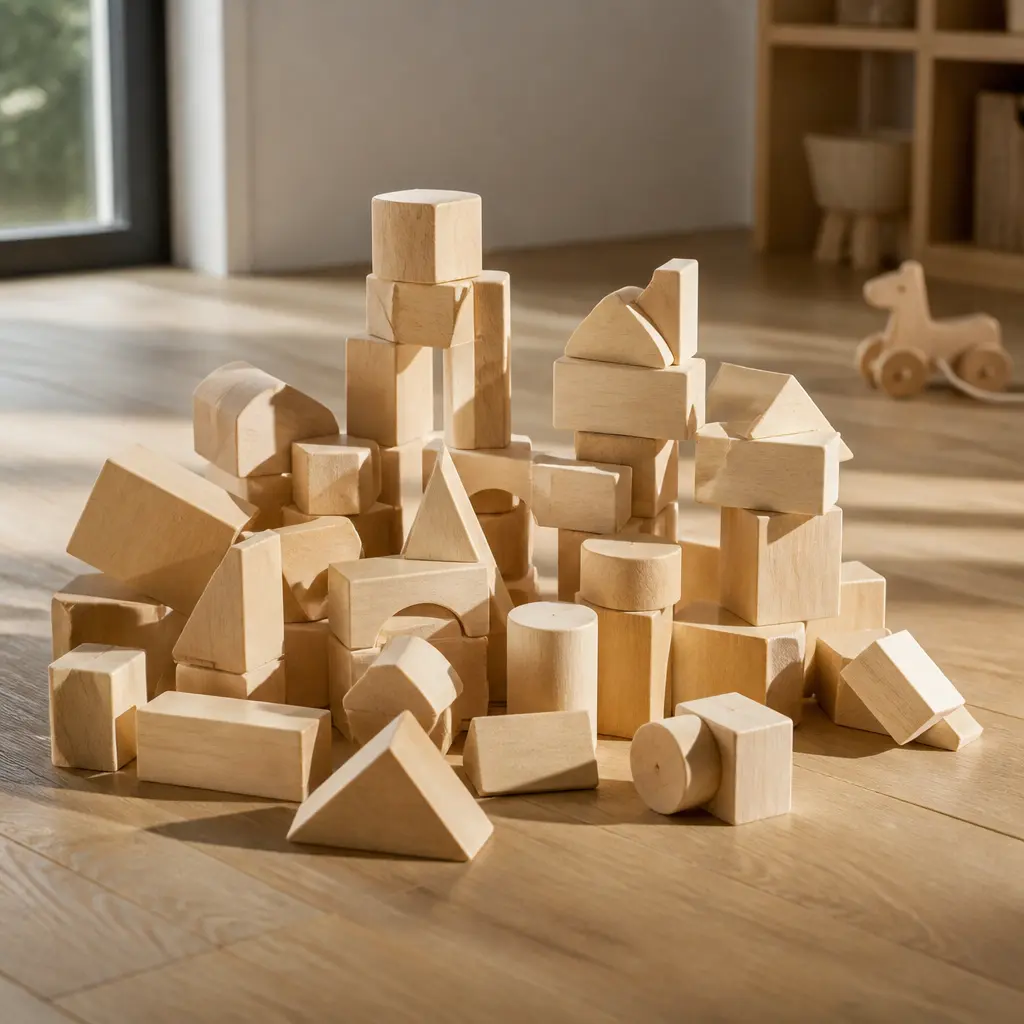 Wooden Architect Blocks — Plain geometric blocks sound like a step backward until you watch a child actually use them: no instructions, no single right answer