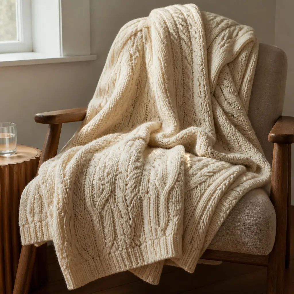Cable Knit Throw — Every sofa needs one blanket that is actually warm rather than decorative, and this is it. Christmas gift ideas for women