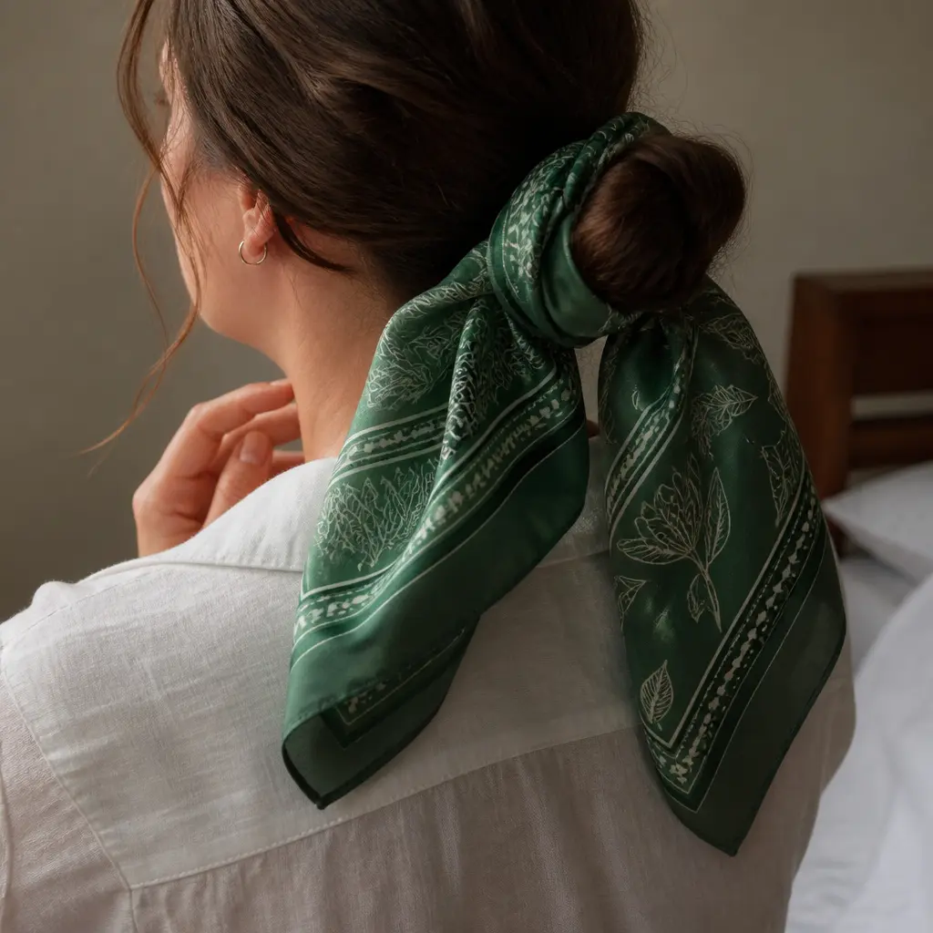 Silk Hair Scarf — Tied round a ponytail, looped through a bag handle, or knotted at the neck, this one earns its keep three different ways. Christmas gift