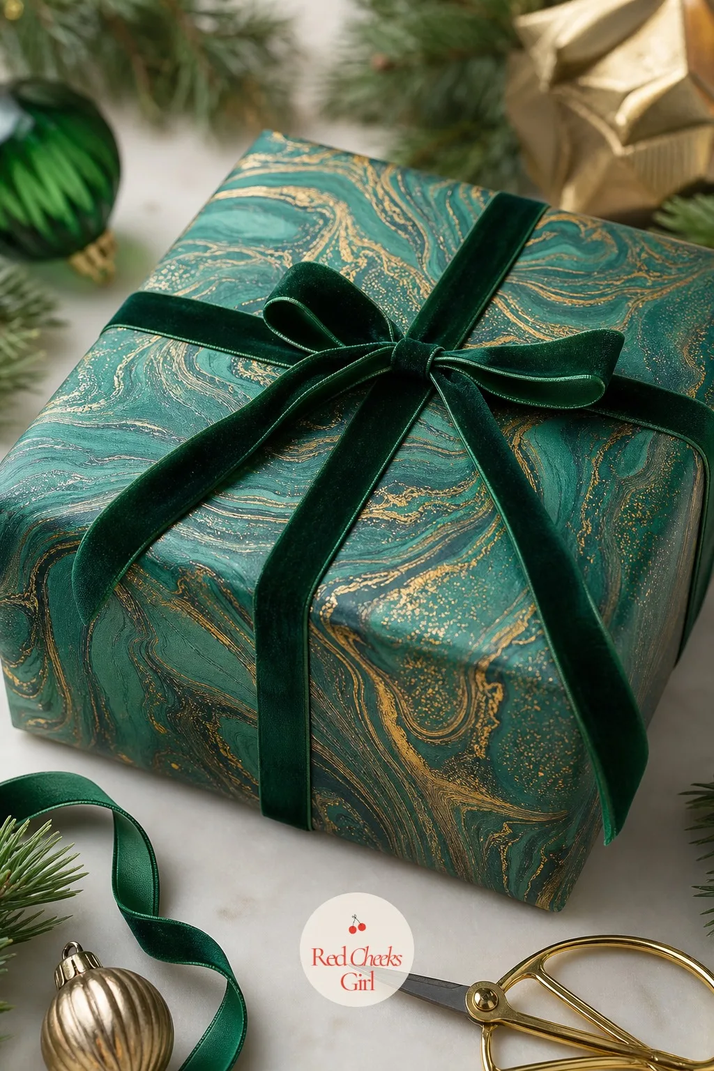Emerald and Gold Marbled Paper — Marbled paper looks like it came from a stationery shop in Florence, and the secret is a tray of shaving cream and two bottles