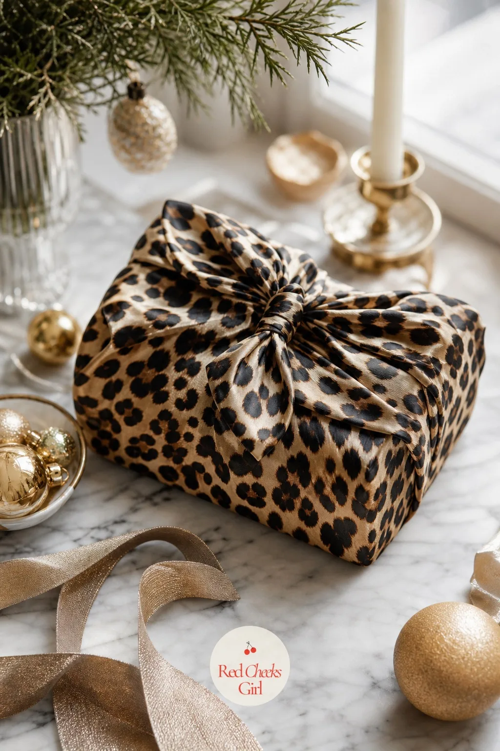 Leopard-Print Silk Scarf Furoshiki Wrap — Furoshiki, the Japanese technique of wrapping with cloth instead of paper, turns the wrapping itself into a second