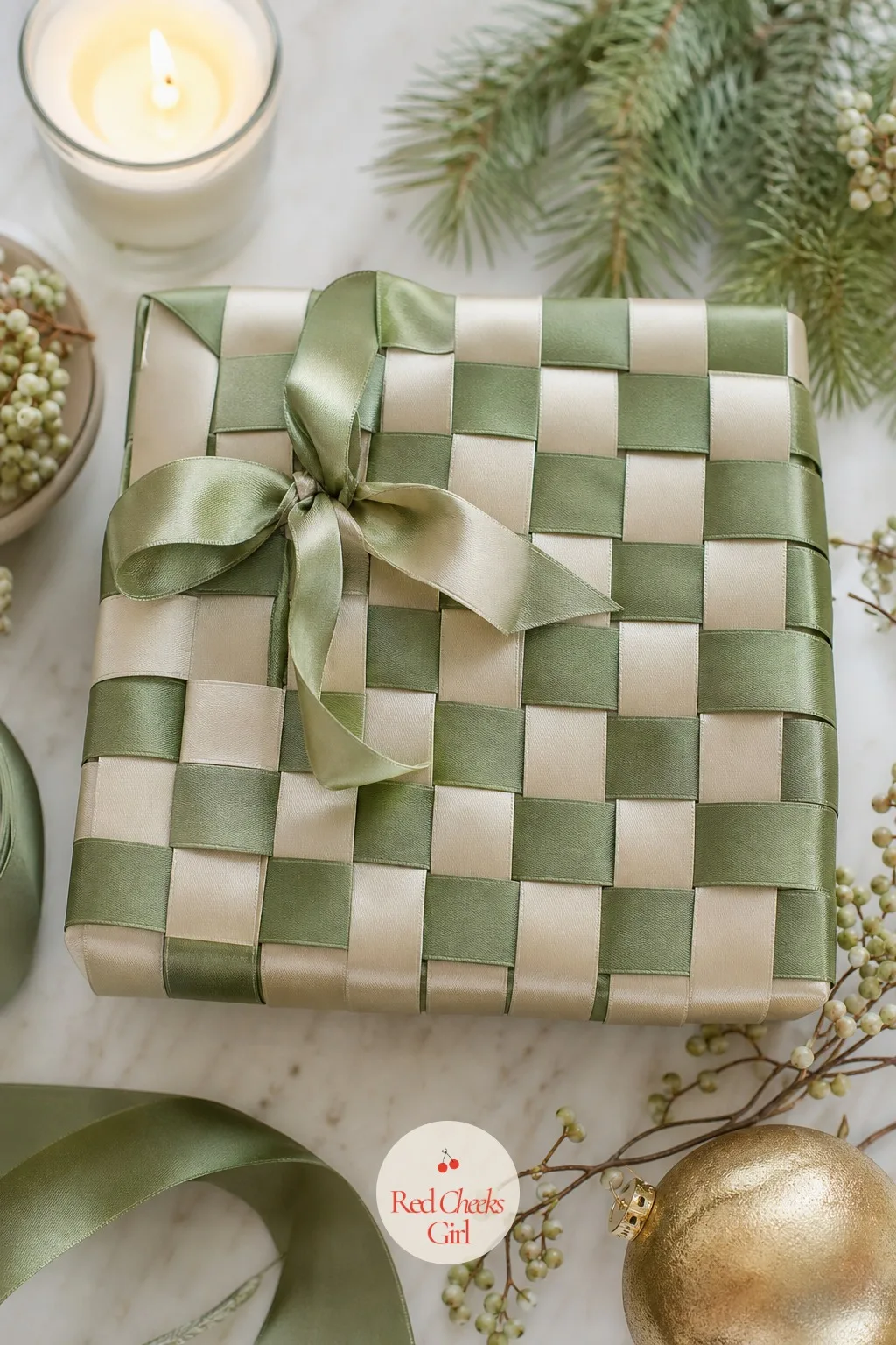 Ribbon Basket-Weave Box — No paper at all here, the ribbon is the wrapping. Christmas gift wrapping ideas