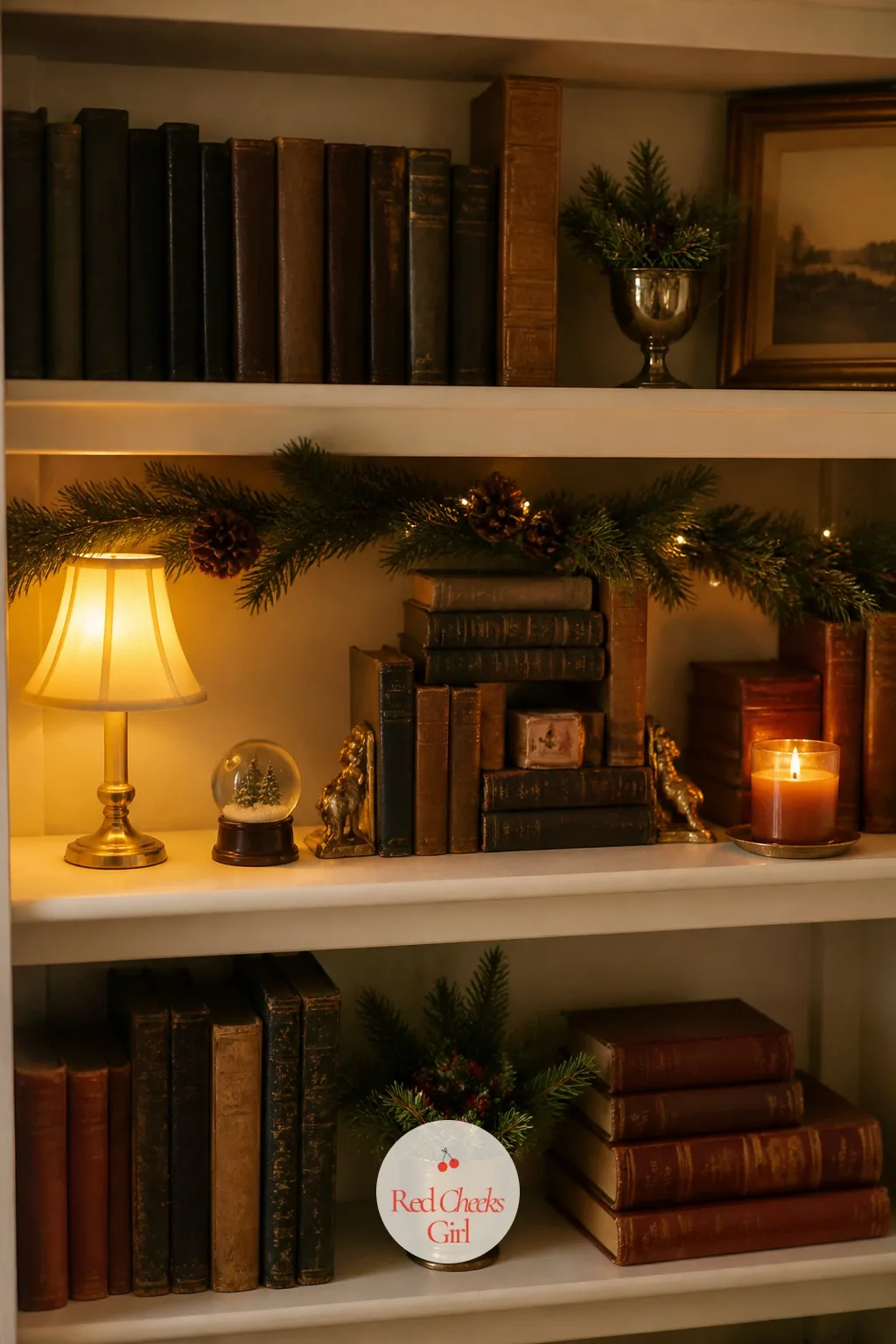 The Bookshelf Mantel — A shelf full of only books looks a little stark come December. Christmas gilmore girls aesthetic