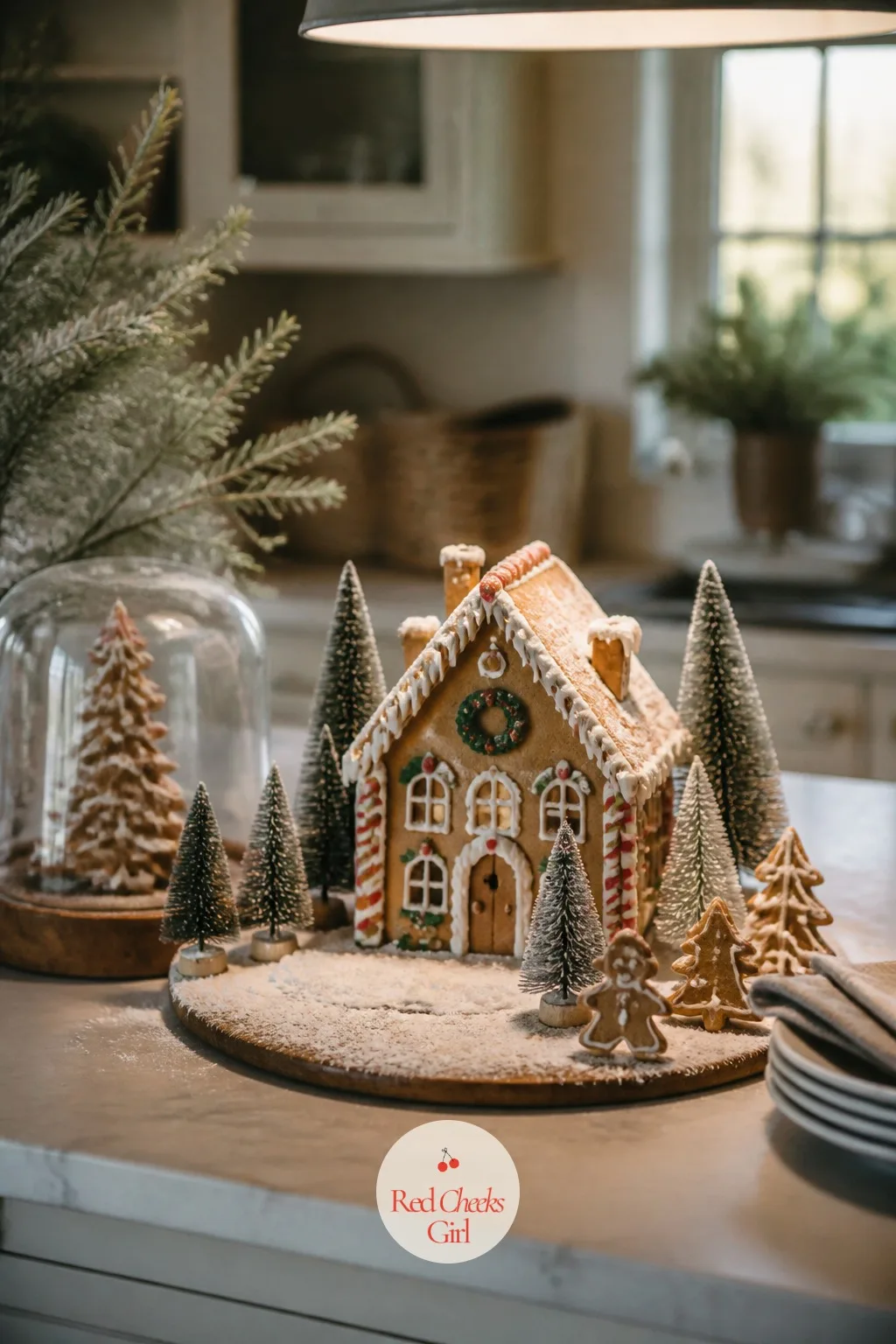The Gingerbread Display on the Counter — A gingerbread house alone on a counter looks like a half finished project. Christmas gilmore girls aesthetic