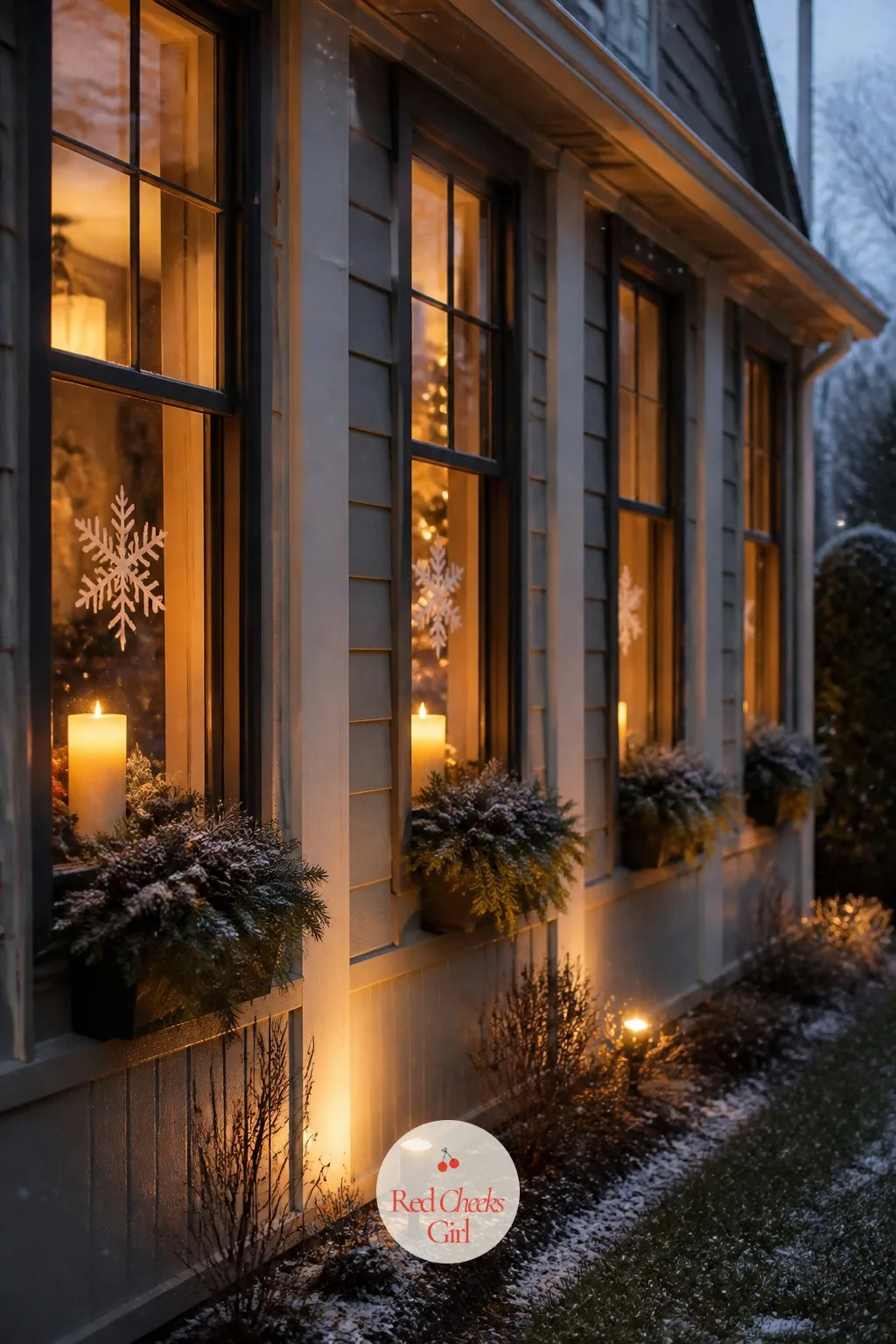 The Windows Seen From the Sidewalk — Dark windows from the street say nobody is home even when the whole family is inside watching a movie. Christmas gilmore