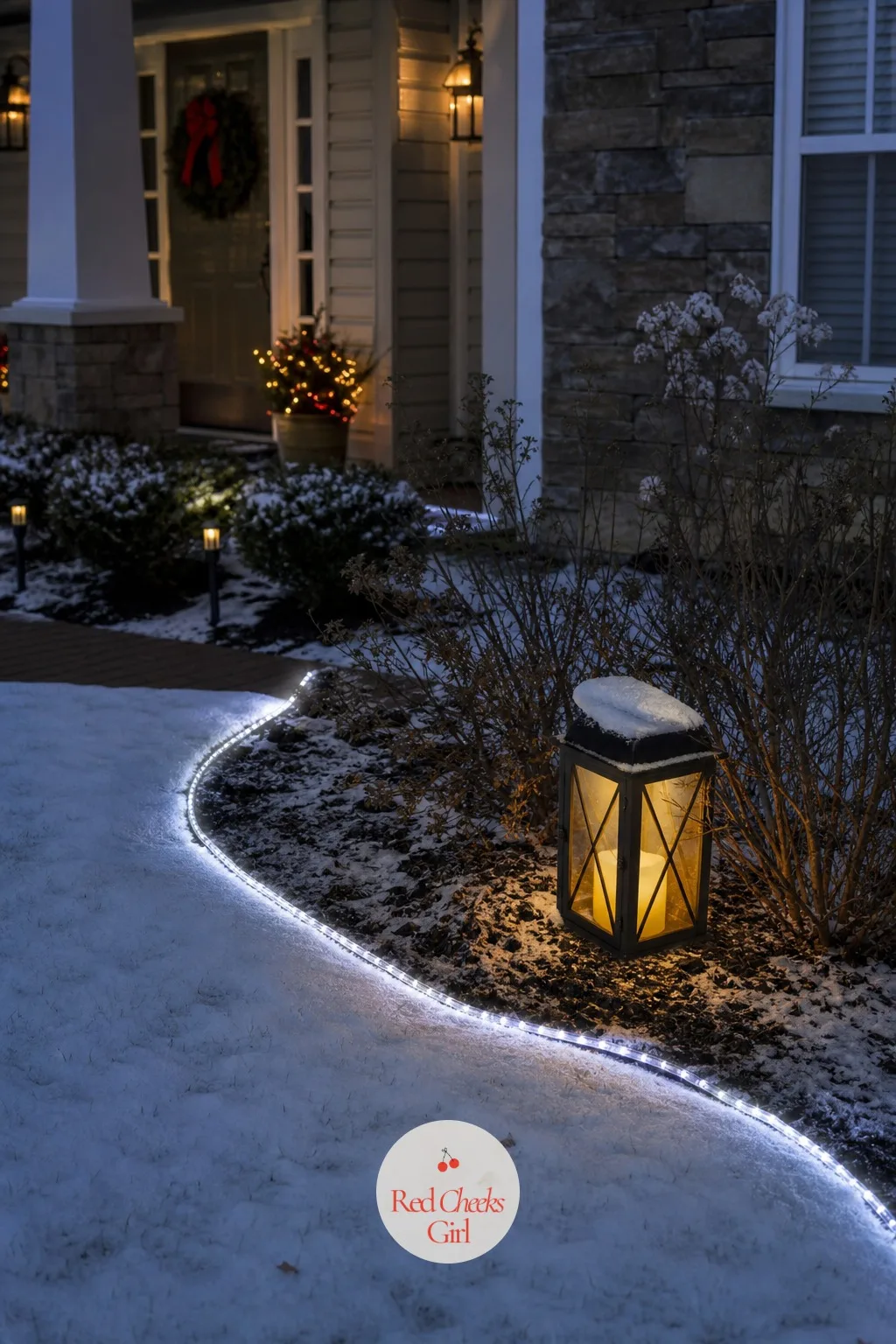 Cool White Rope Light Edging the Garden Beds — Rope light is the quiet workhorse of exterior lighting, a solid flexible tube rather than individual bulbs, and