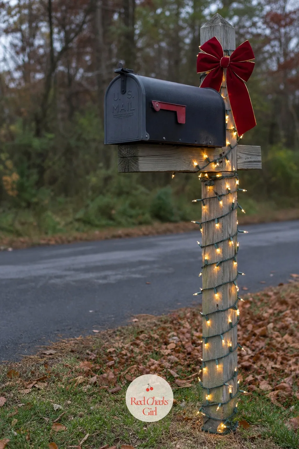Mailbox Post Wrapped in Mini Lights — The mailbox is the first thing anyone sees before they even reach the driveway, and it usually gets nothing at all.