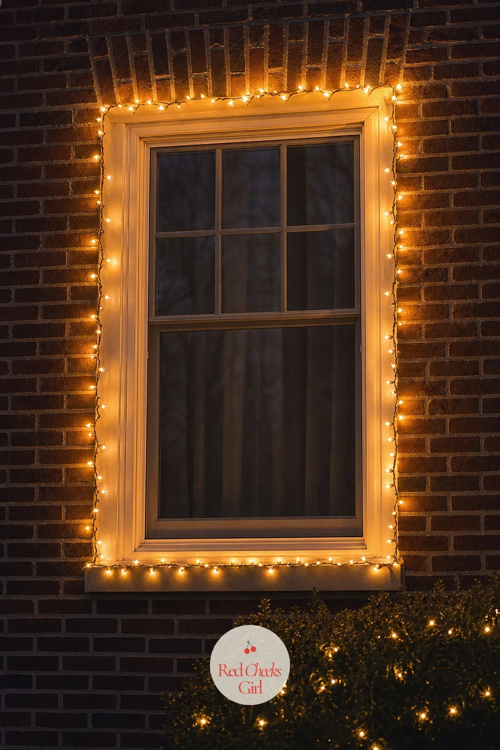 Window Frame Outlines in Warm White — An outlined window from the street looks like a house with somewhere warm happening inside it, which is the entire point