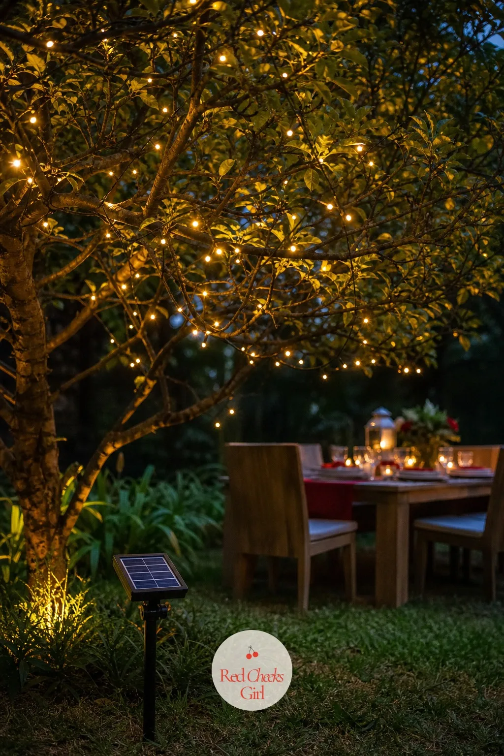 Solar Firefly Strand — A tree at the back of the garden, well away from any outlet, usually gets left undecorated simply because running a cord that far feels