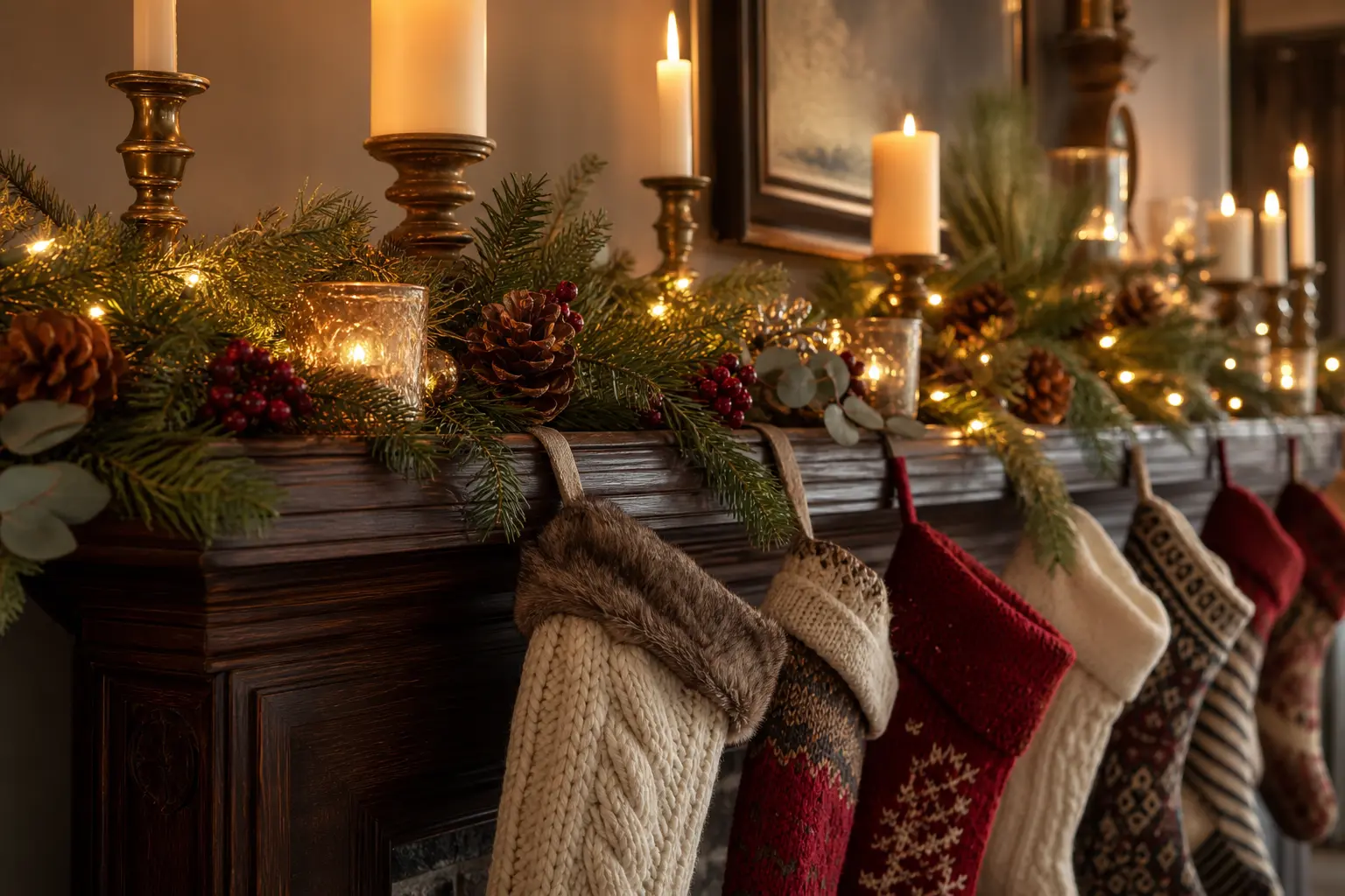 23 Christmas Mantle Decor Ideas With Lush Garlands, Stockings and Candlelit Glow
