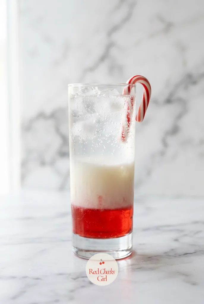 Candy Cane Layered Mocktail. Christmas mocktail recipes