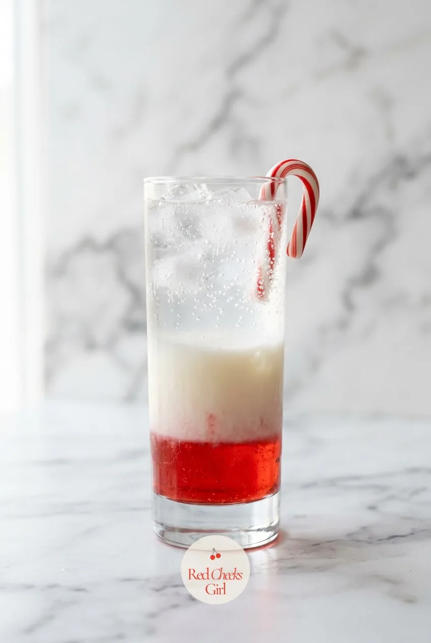 Candy Cane Layered Mocktail. Christmas mocktail recipes