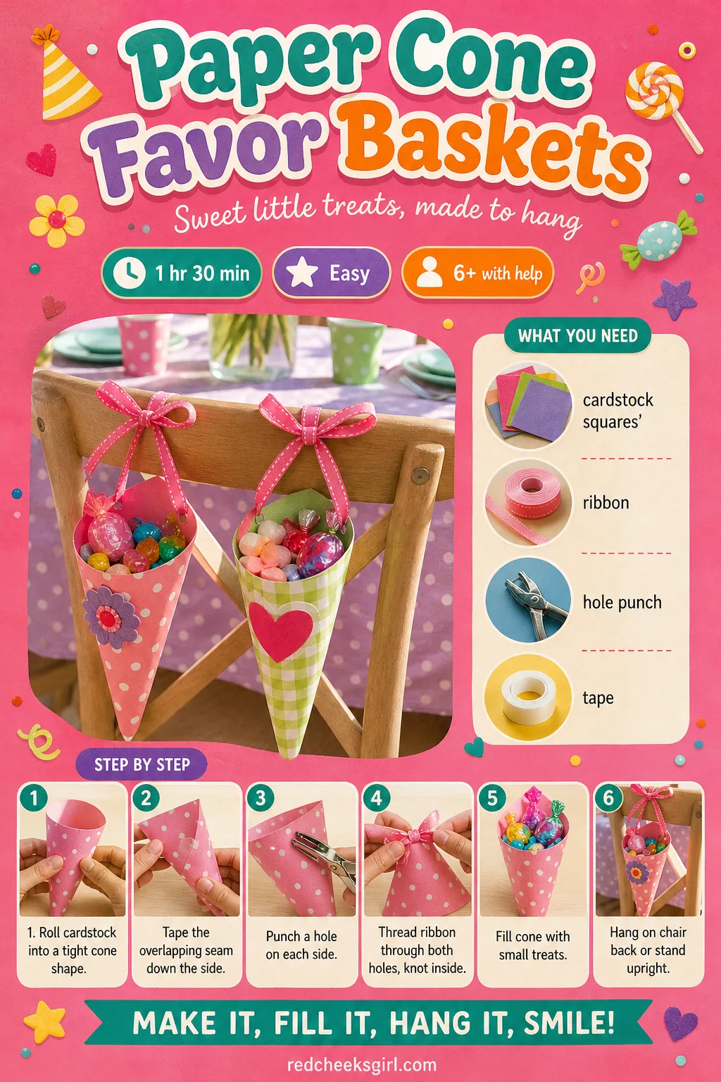 Paper Cone Favor Baskets Craft Card printable sheet. Christmas paper crafts