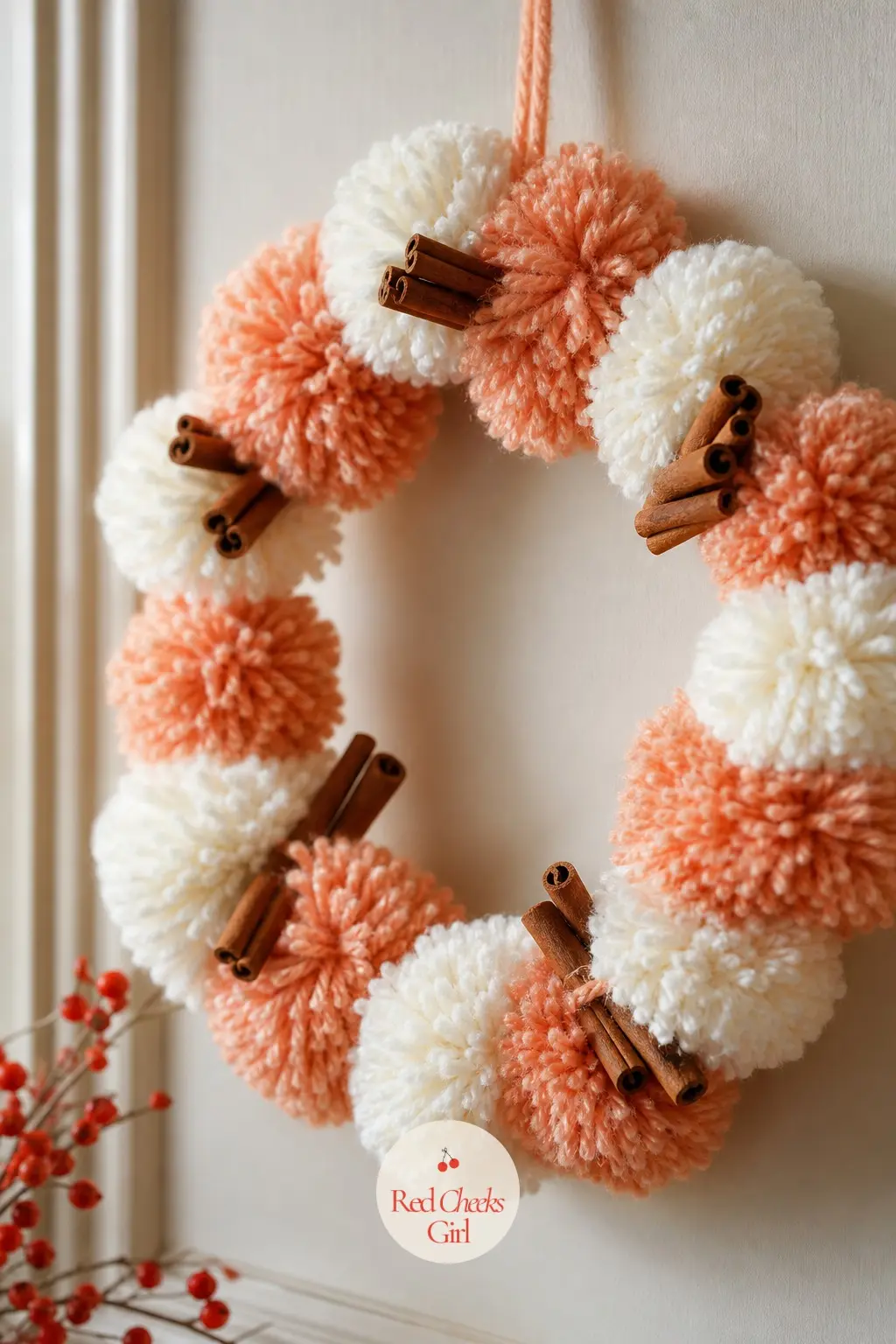 The Orange Sherbet and Cream Pom Pom Wreath for the Breakfast Nook — Sherbet orange is softer and chalkier than the citrus yellow next door, which is why it