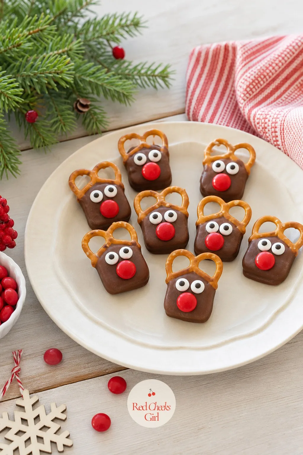 Pretzel Reindeer — She will insist she cannot draw a reindeer. Christmas pretzel treats