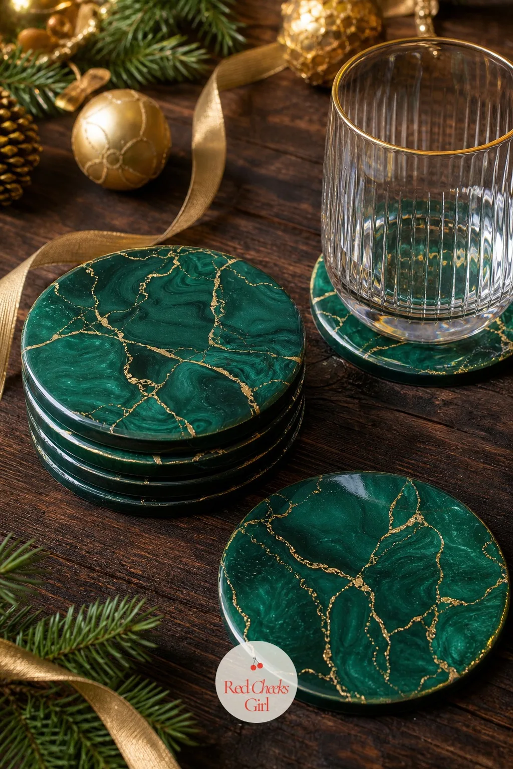 Emerald Marbled Coasters — A ring left on a side table by a cold glass is the fastest way to undo an otherwise tidy room. Christmas resin crafts