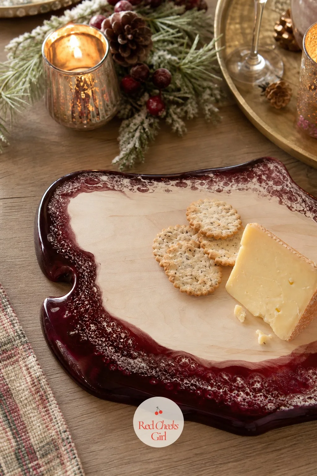 Garnet Resin Cheese Board — A plain birch board does its job without ever getting noticed, which is fine until the cheese comes out and the whole table