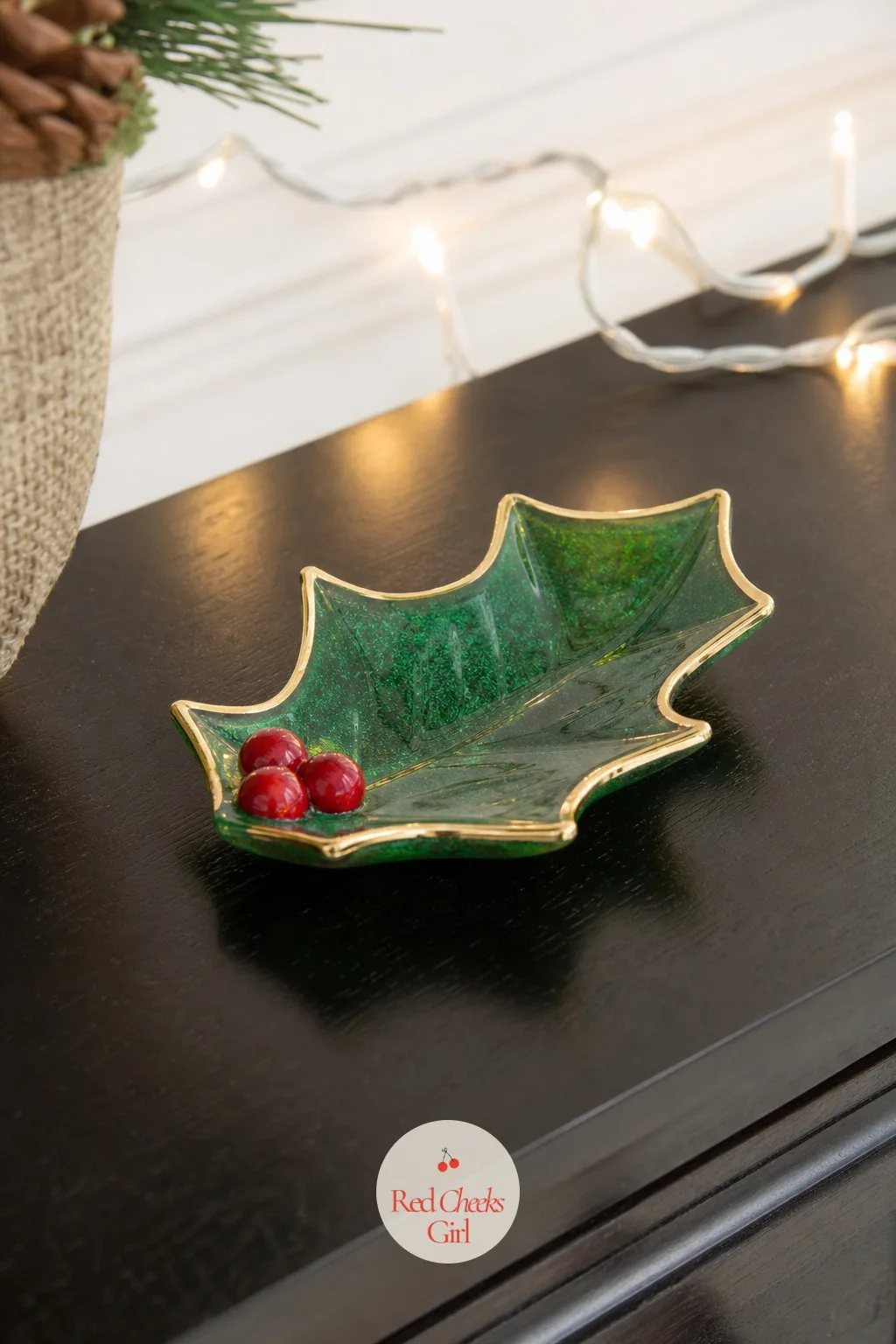 Holly-Shaped Trinket Dish — Rings, cufflinks and spare buttons from a cardigan all end up on the same corner of the console table whether there is a dish there