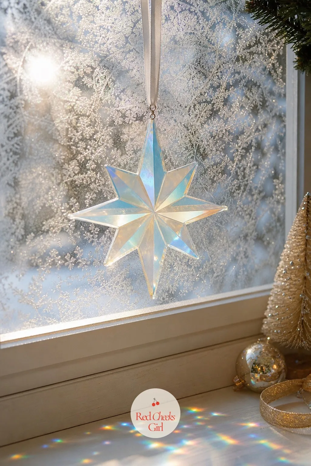 Iridescent Star Suncatcher — A window left bare through December looks like it forgot the season entirely, especially once the street outside goes dark by
