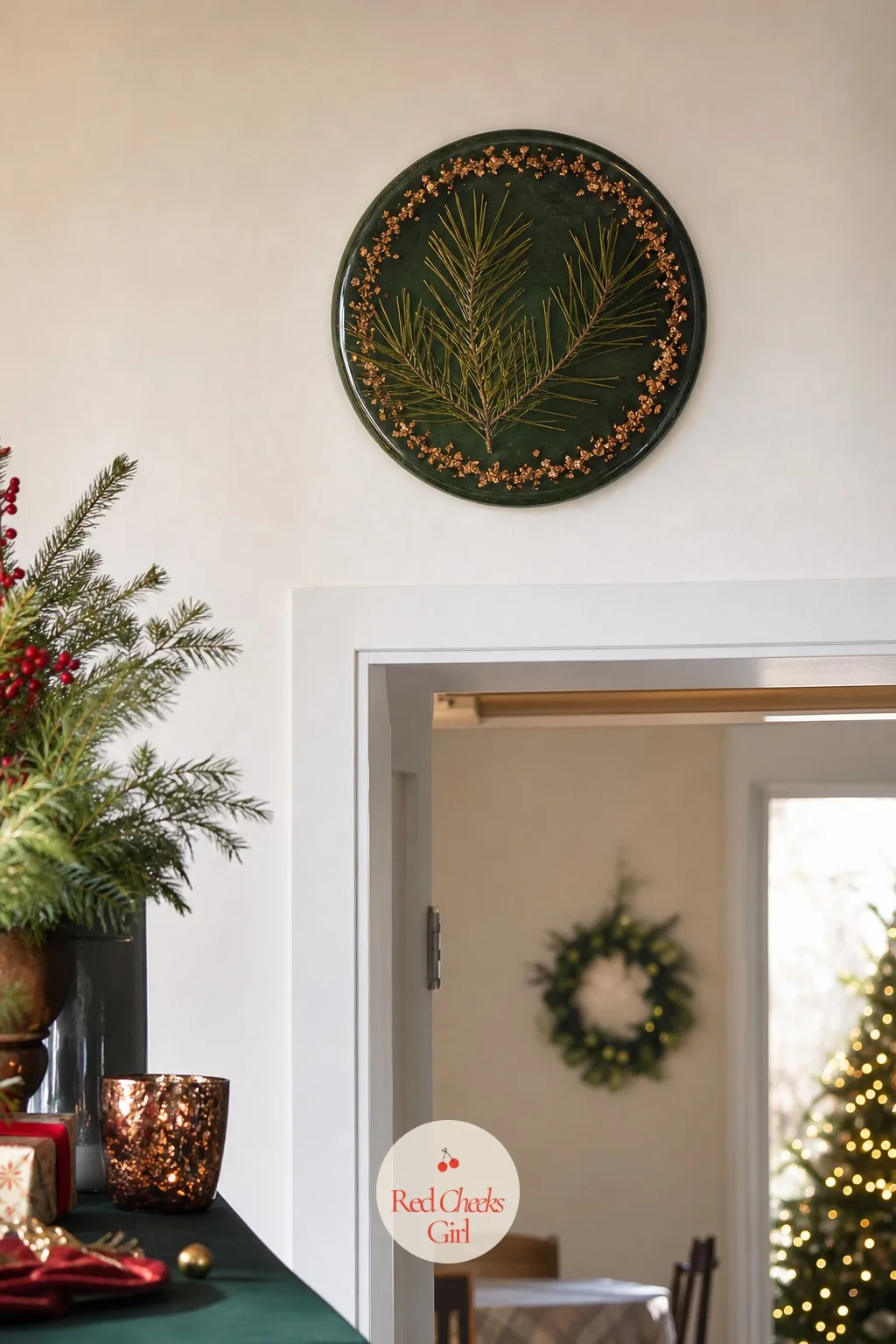 Pine Bough Wall Medallion — A blank wall above a doorway gets ignored for eleven months of the year and overcompensated for in the twelfth, usually with