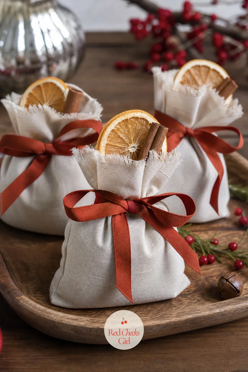 Spiced Ribbon Sachet Favors — A candy cane by the door feels a little tired as a send off by now. Christmas ribbon crafts
