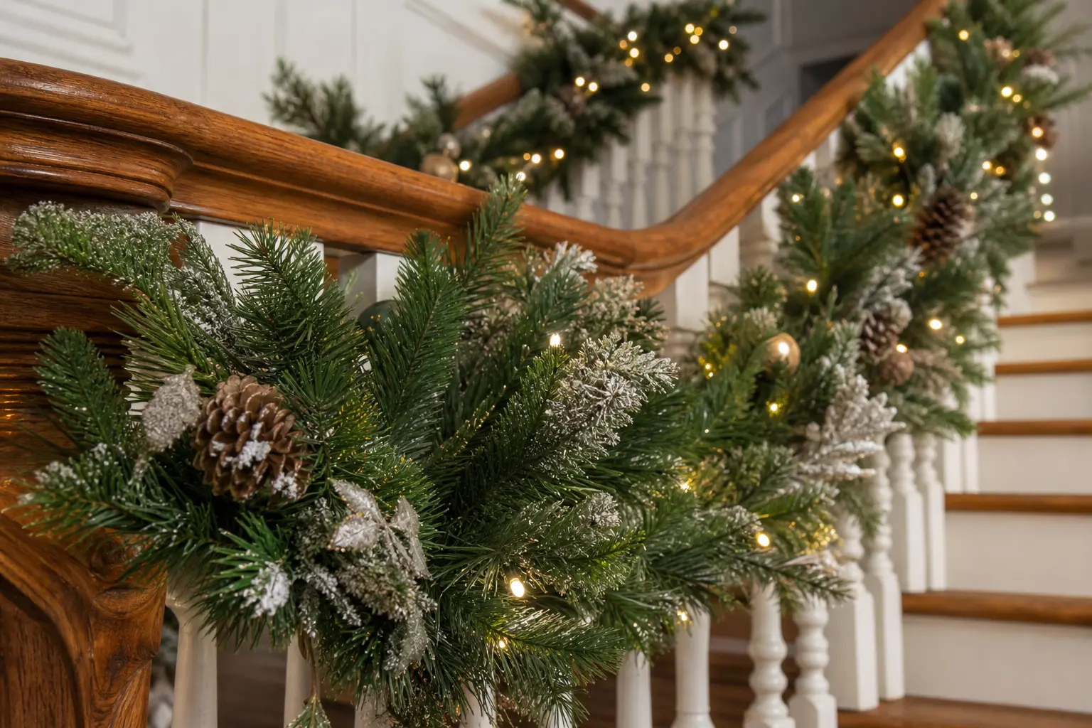 16 Christmas Staircase Garland Ideas That Turn Your Banister Into the Prettiest Spot in the House