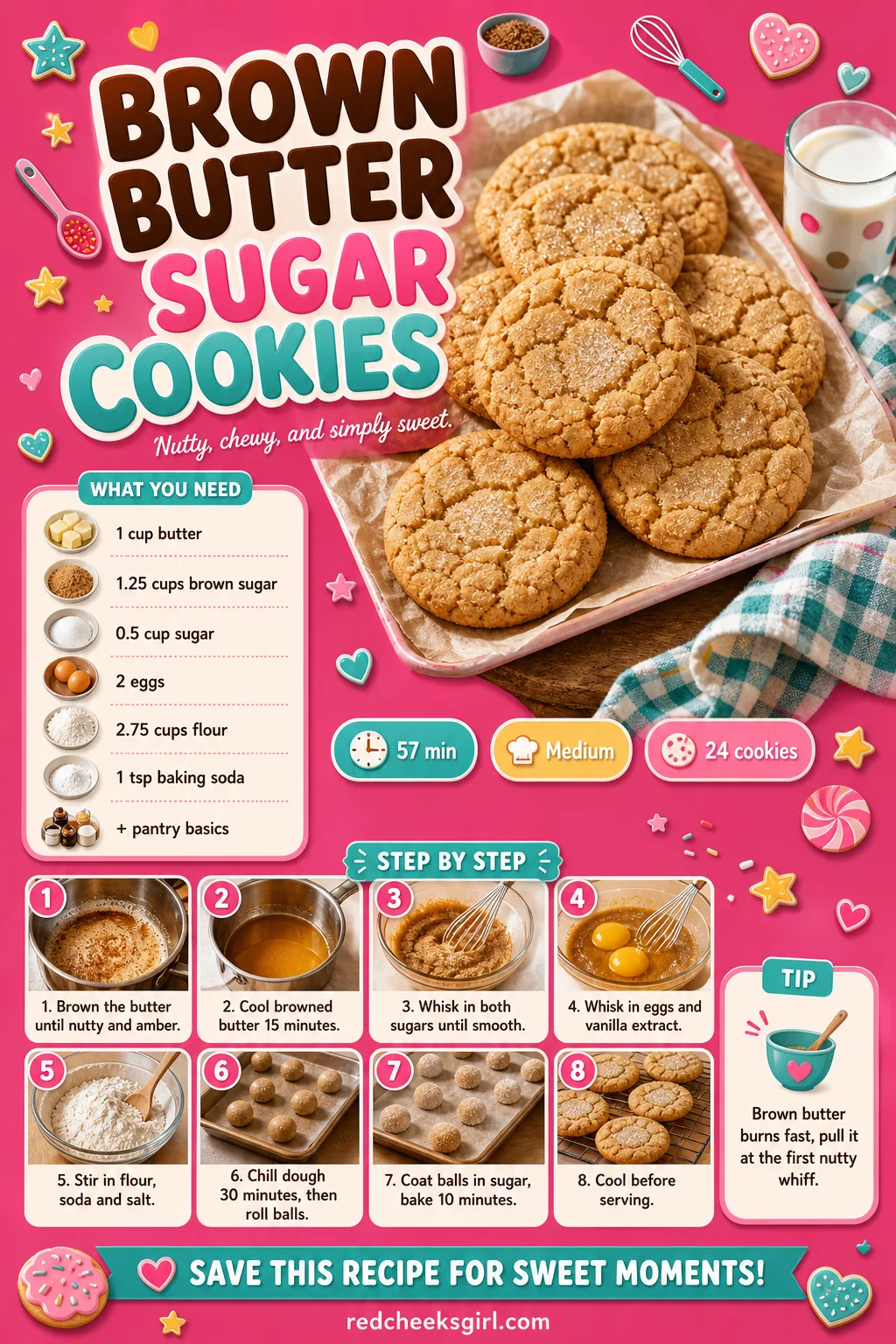 Brown Butter Sugar Cookies Recipe Card printable sheet — Printable card for the nutty caramel-toned sugar cookie. Christmas sugar cookies