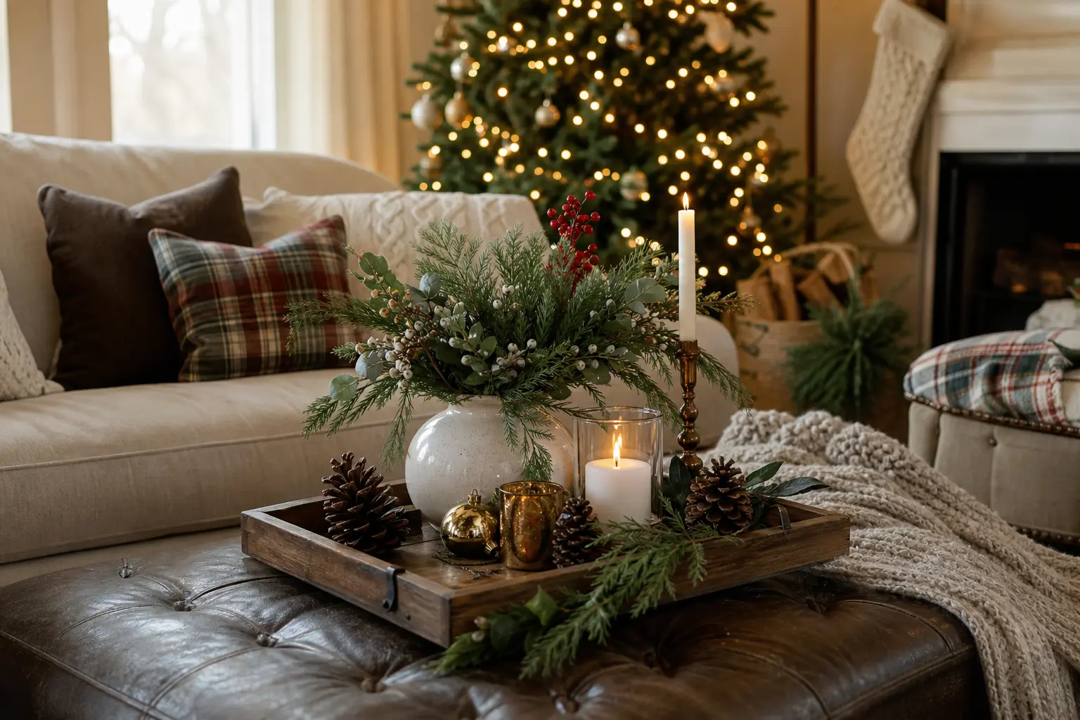 15 Christmas Tray Decor Ideas for Coffee Tables, Counters and Ottomans