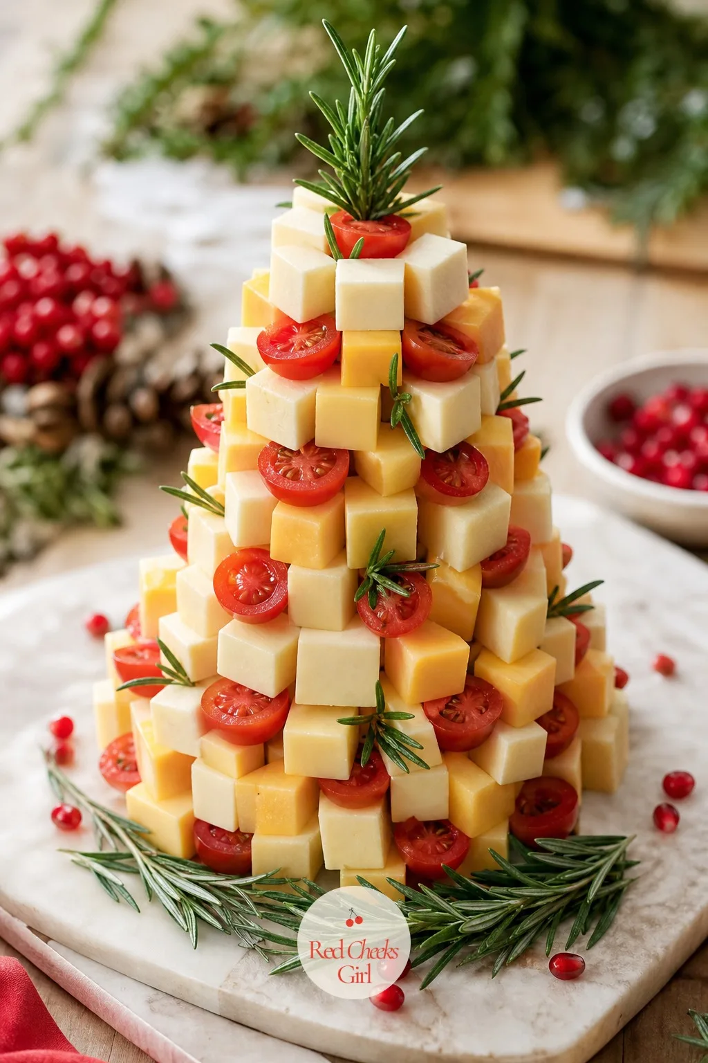 Cheese Cube Tree — Nobody needs a reason to eat cheese, but a tree shape buys permission to put out three kinds instead of one. Christmas tree appetizers