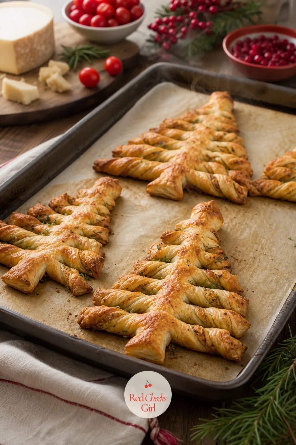Puff Pastry Tree Twists — Puff pastry does most of the impressive work on its own, which is the whole appeal here. Christmas tree appetizers