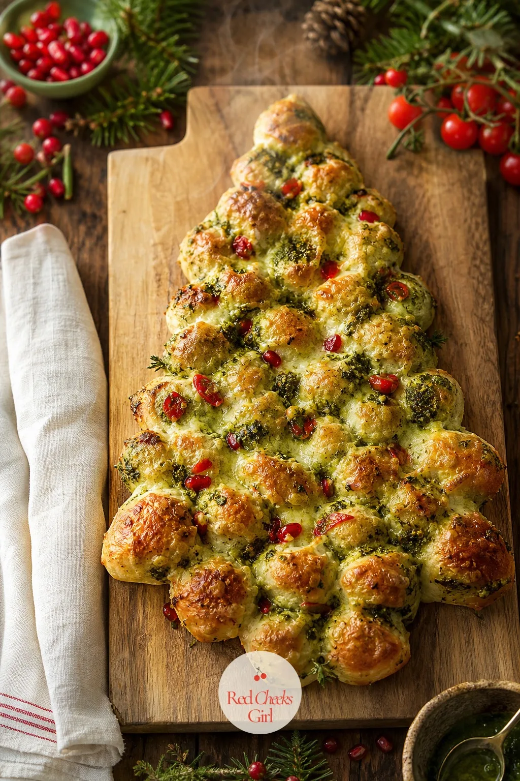 Pull-Apart Pesto Tree Bread — A whole loaf shaped like a spruce sounds like a weekend project, and the first time it is. Christmas tree appetizers
