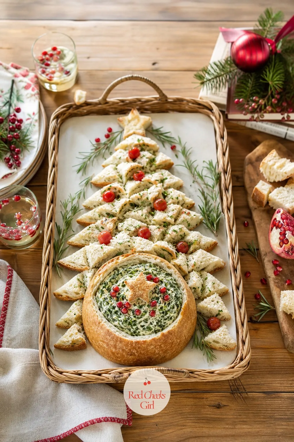 Spinach Dip Tree — A bowl of spinach dip in the middle of the table always works, it just never looks like much. Christmas tree appetizers