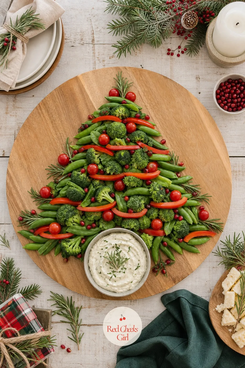 Veggie Tree with Dip — This is the platter that quietly feeds the one guest who skips everything fried. Christmas tree appetizers