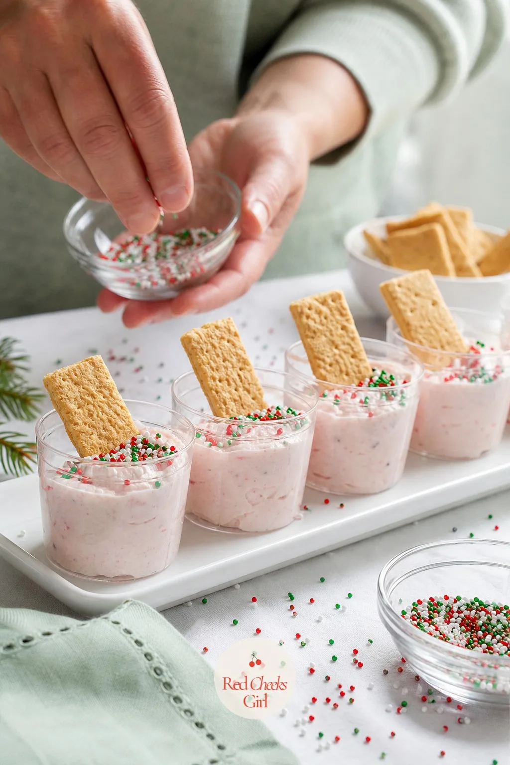 Cake Dip Cups for Kids — Spoon the classic or sprinkle dip into small clear cups, two or three tablespoons each, and stand a graham cracker stick or a vanilla