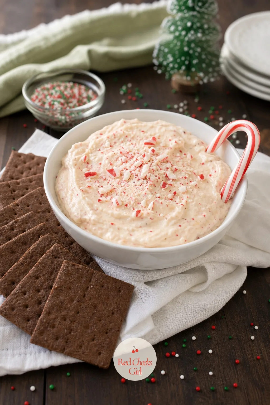 Peppermint Cake Dip — A quarter teaspoon of peppermint extract turns the same base candy-cane cold, and a handful of crushed candy canes folded in right before