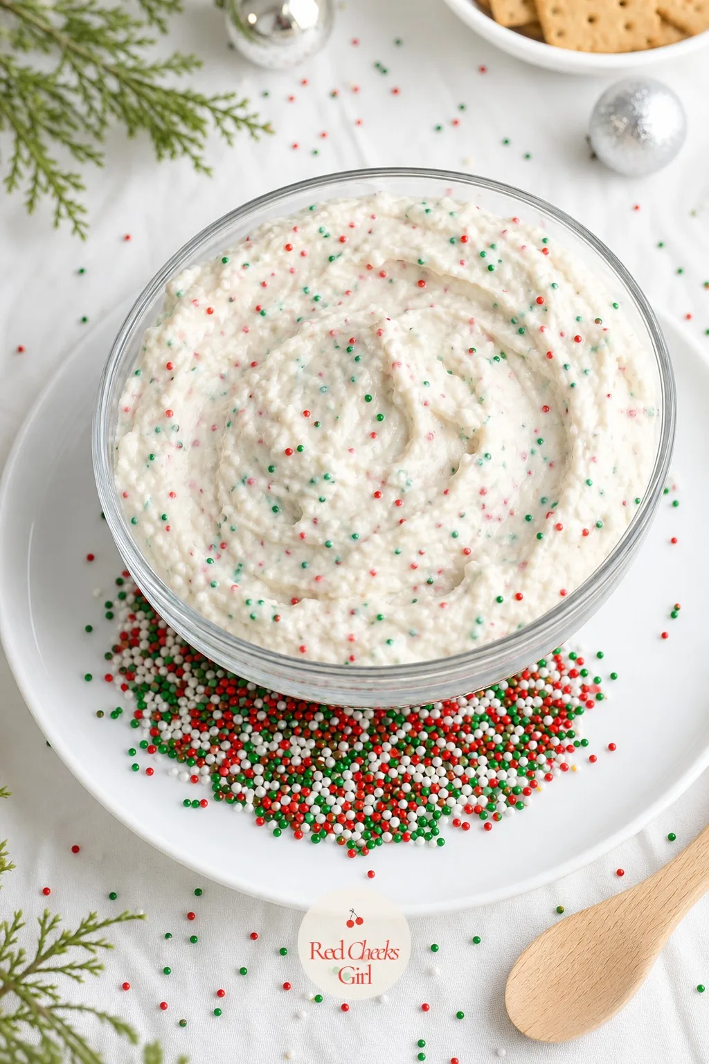 Sprinkle Cake Dip — If the plain version feels a touch quiet, fold a half cup of rainbow or red-and-green nonpareils straight into the mixture before it
