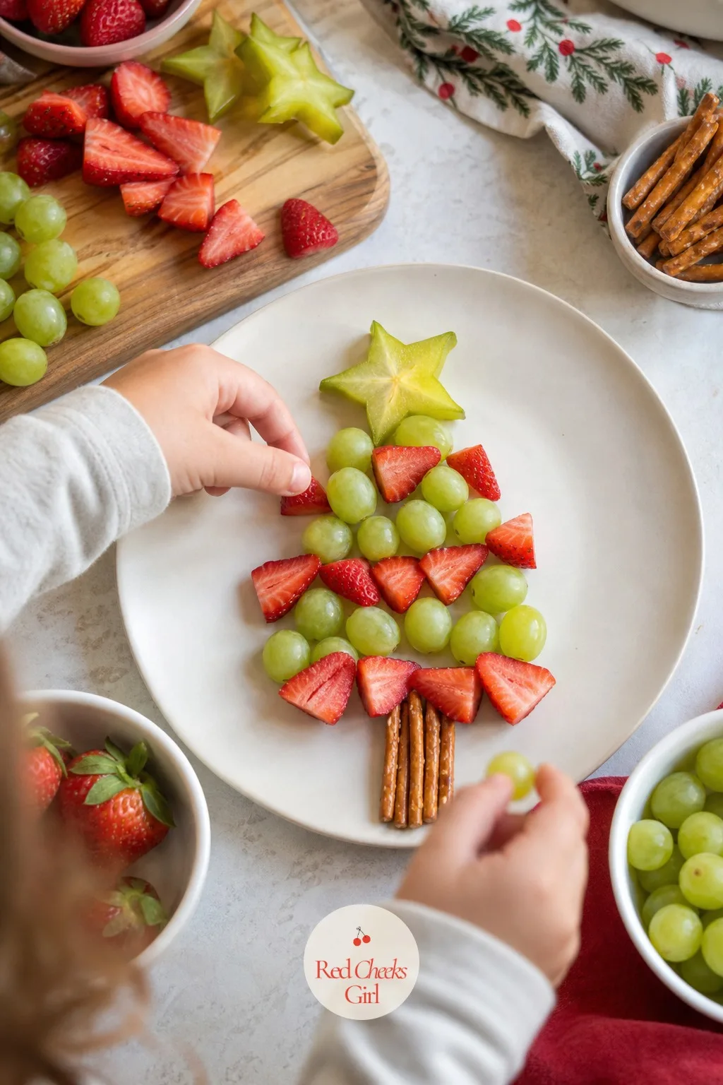 Fruit Tree for Kids — No sharp cheese knife anywhere near this one, which is the whole appeal for the kids' end of the table. Christmas tree charcuterie board