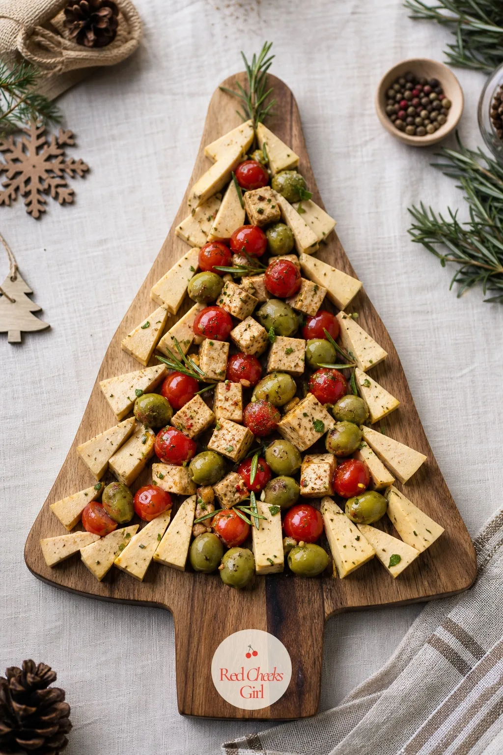 Vegan Tree Board — For the friend who spends every holiday party checking labels before she eats anything: build her a tree that needs no checking at all.