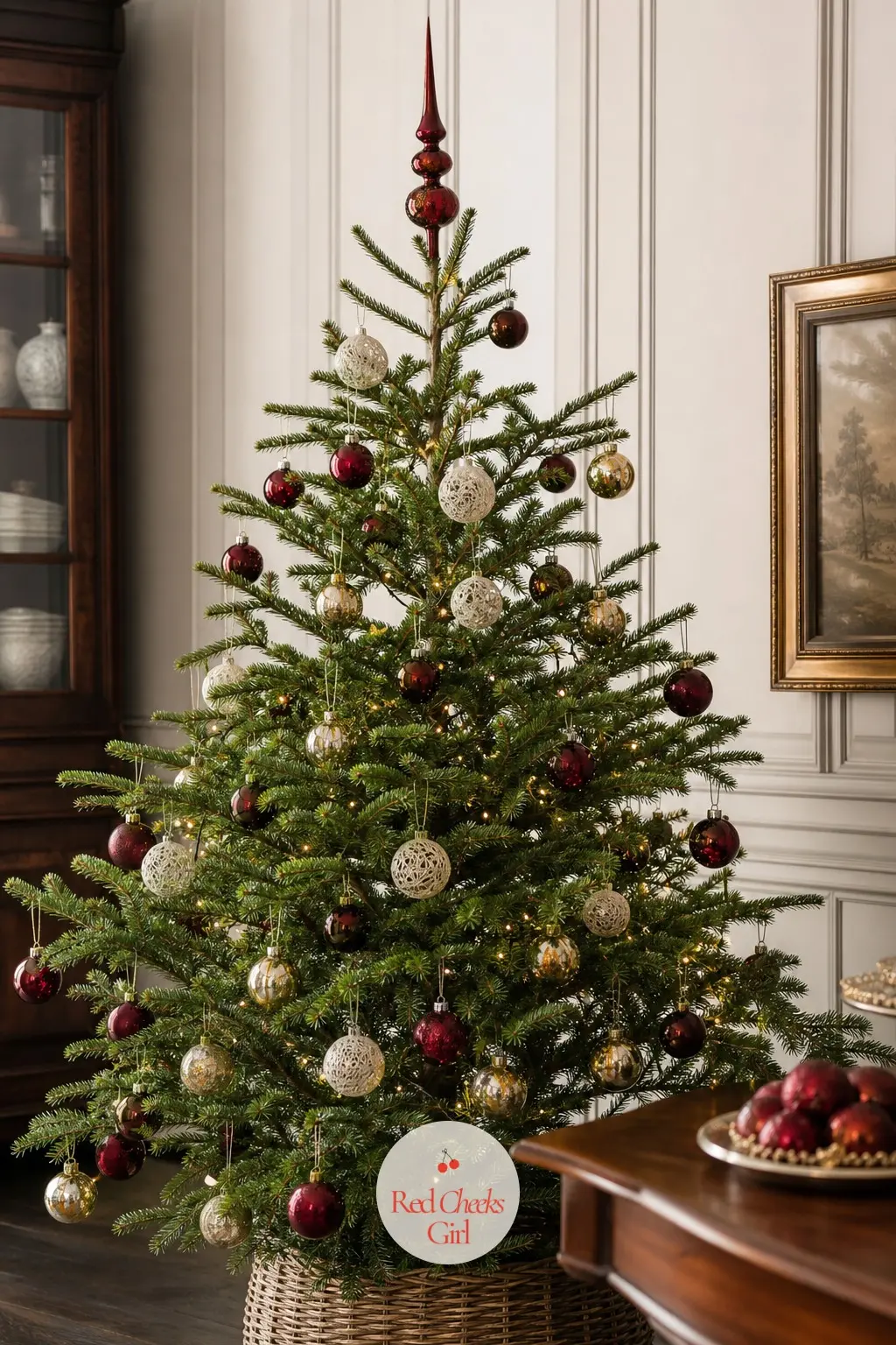 The Antique Ruby Finial Douglas Fir — Loosely layered rather than densely trimmed, this real Douglas fir has the slightly imperfect shape old photographs show
