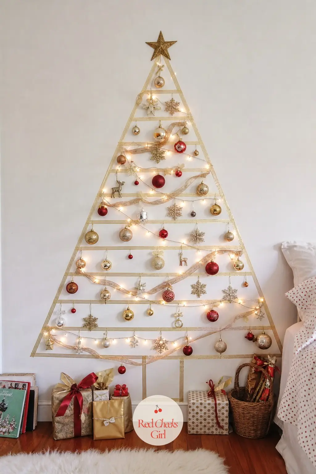 A Washi Tape Christmas Tree Outline Applied Directly to a Rental Wall — This is the fix for anyone whose lease says no holes, no nails, no exceptions.