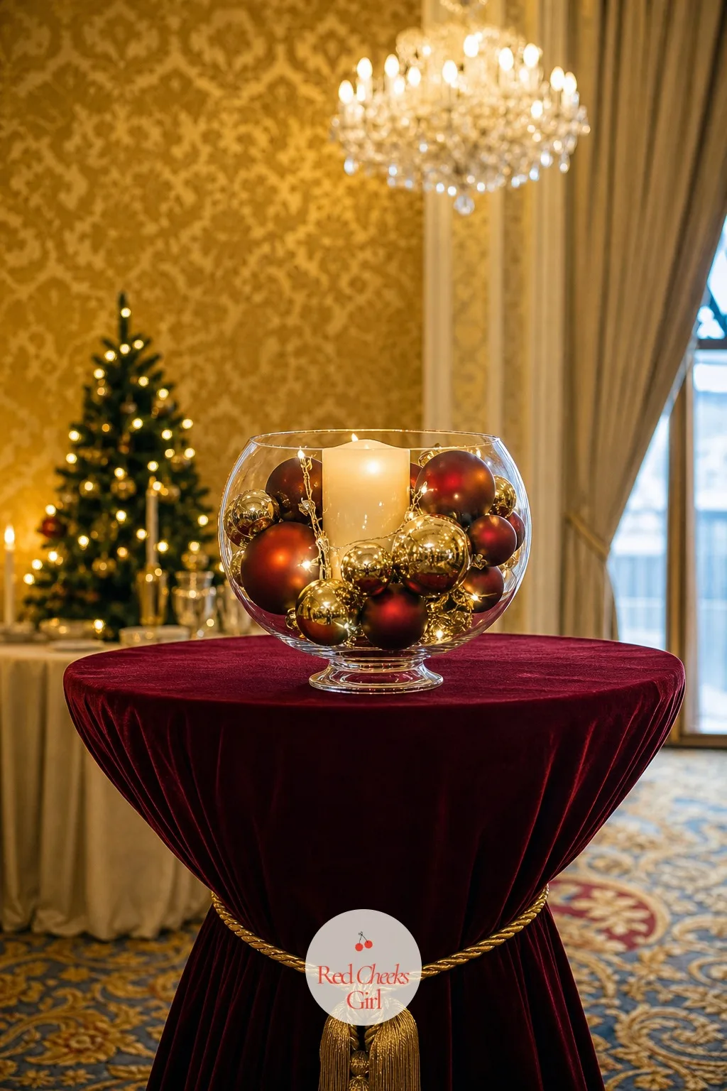 Ornaments in Glass Bowls — The worry with ornaments on a dinner table is always the same, that it starts to look like the tree lost an argument. Christmas