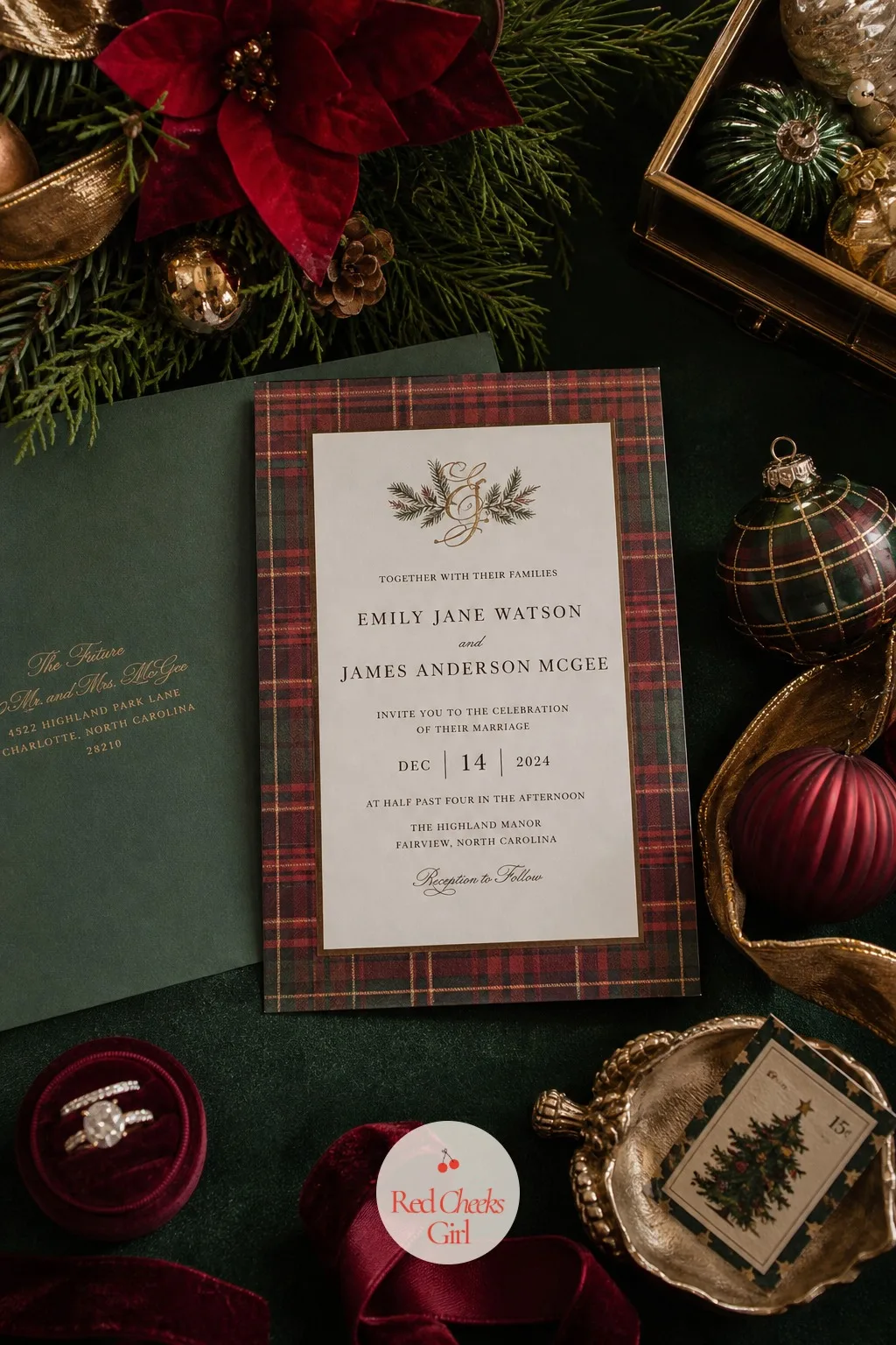 Invitation Suite with a Plaid Border — Every guest decides what kind of wedding this will be the moment the invitation lands in their mailbox, which makes it